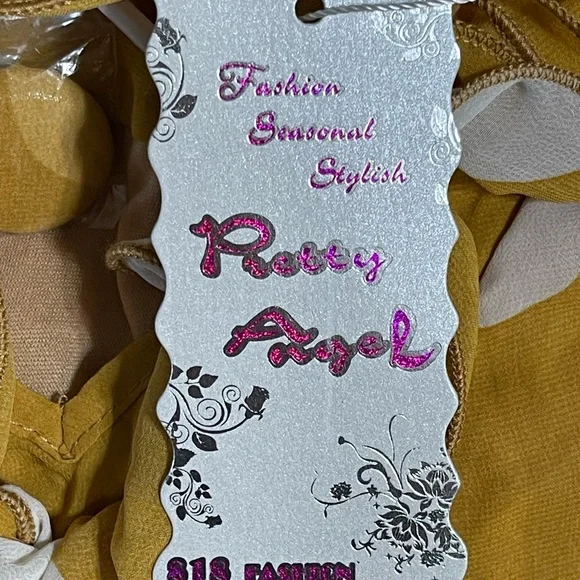 Pretty Angel Silkblend Polka Dot Yellow/Gold Sheer Tunic or Dress Size Large New - Picture 2 of 5